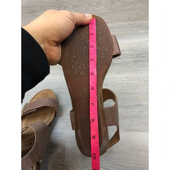 Sofft Verdi Women's Sandal Brown Leather 11 Wedge Ankle Strap Slingback Shoes - Picture 10 of 11